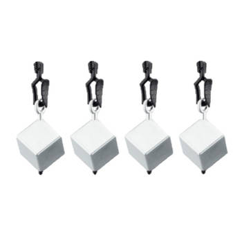 4x stuks tafelkleedgewichtjes zilveren vierkanten/blokken 3.5 cm - Tafelkleedgewichten