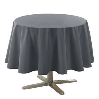 Eettafel tafelkleed rond - donkergrijs - polyester - Dia 180 cm - Tafellakens