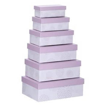 Set van 6x stuks pastel paarse cadeaudoosjes 16,5-28,5 cm rechthoekig - cadeaudoosjes