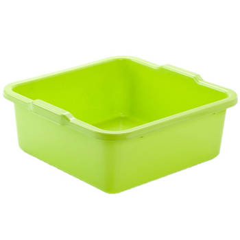 Kunststof teiltje/afwasbak vierkant 11 liter groen - Afwasbak