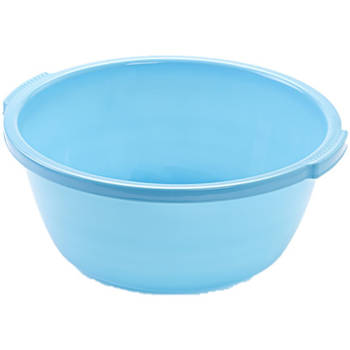Set van 2x stuks kunststof teiltje/afwasbak rond 10 liter blauw - Afwasbak