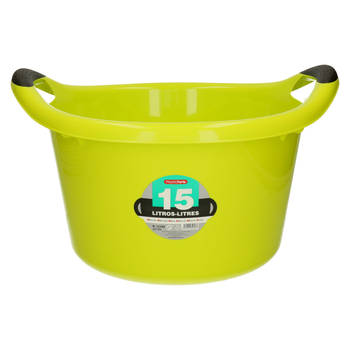 Groot kunststof teiltje/afwasbak rond met handvatten 15 liter groen - Afwasbak