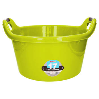 Groot kunststof teiltje/afwasbak rond met handvatten 17 liter groen - Afwasbak