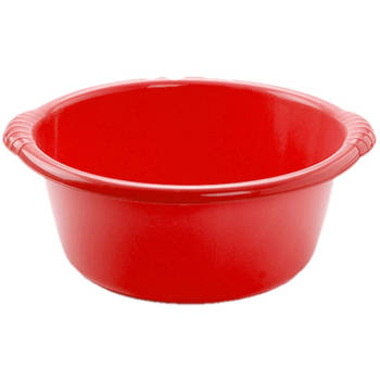 Kunststof teiltje/afwasbak rond 10 liter rood - Afwasbak