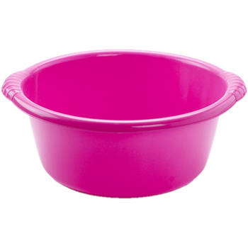 Set van 2x stuks kunststof teiltjes/afwasbakken rond 15 liter roze - Afwasbak