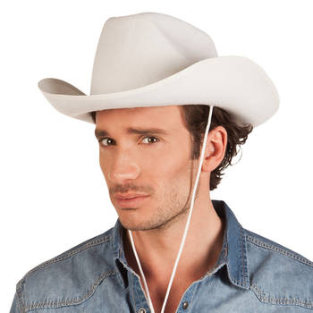 Witte verkleed cowboyhoed vilt - Verkleedhoofddeksels