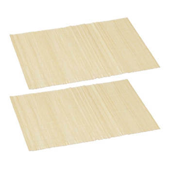 4x stuks rechthoekige bamboe placemats beige 30 x 45 cm - Placemats