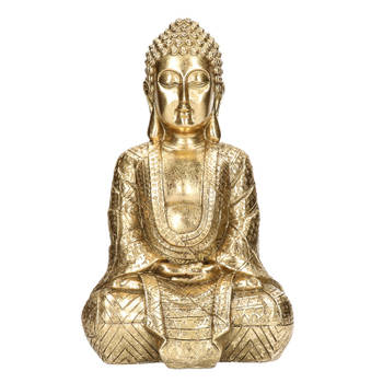 Decoratie boeddha beeld goud zittend 30 cm - Beeldjes
