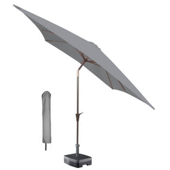 Kopu® Malaga Parasolset Vierkant 200x200 cm met Hoes - Lichtgrijs
