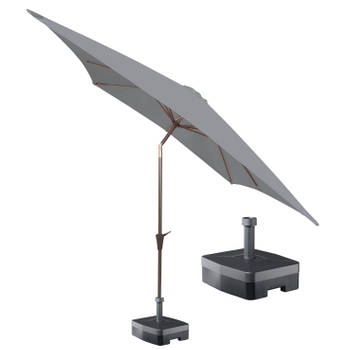 Kopu® Malaga Light Grey - Parasolset Vierkant 200x200 cm met voet - Lichtgrijs