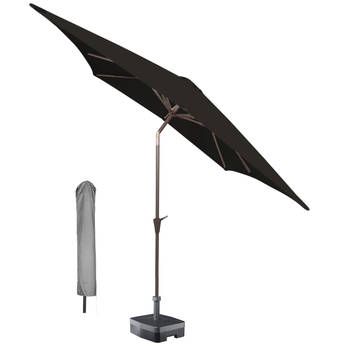 Kopu® Malaga Black - Vierkante Parasolset 200x200 cm met Hoes - Zwart