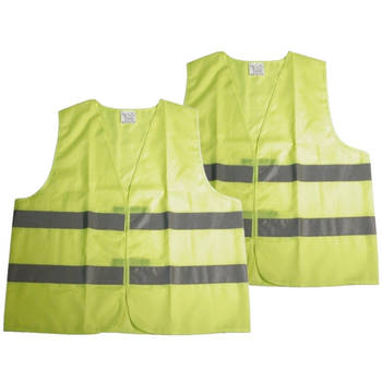 Set van 2x stuks neon geel veiligheidsvest voor volwassenen - Veiligheidshesje