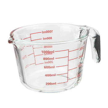 Glazen maatbeker 1 liter hittebestendig - Maatbekers