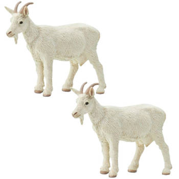 Set van 2x stuks speelgoed nep witte geiten 8 cm - Speelfiguren