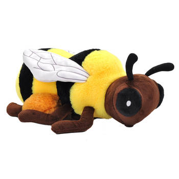 Wild Republic Pluche knuffel dier honingbij - zwart/geel - 30 cm - Knuffeldier