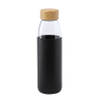 Glazen waterfles/drinkfles met zwarte siliconen bescherm hoes 540 ml - Drinkflessen
