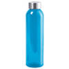 Glazen waterfles/drinkfles blauw transparant met RVS dop 500 ml - Drinkflessen