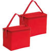 2x stuks kleine koeltassen voor lunch rood 20 x 13 x 17 cm 4.5 liter - Koeltas
