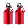 2x Stuks aluminium waterfles/drinkfles rood met schroefdop en karabijnhaak 330 ml - Drinkflessen