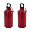 2x Stuks aluminium waterfles/drinkfles rood met schroefdop en karabijnhaak 400 ml - Drinkflessen