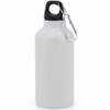 Aluminium waterfles/drinkfles wit met schroefdop en karabijnhaak 400 ml - Drinkflessen