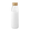 Glazen waterfles/drinkfles met witte siliconen bescherm hoes 540 ml - Drinkflessen