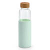 Glazen water/drinkfles - mintgroen hoes - 600 ml - Sportfles - Drinkflessen