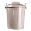 Kunststof afvalemmers/vuilnisemmers taupe 21 liter met deksel - Prullenbakken