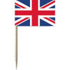 100x Vlaggetjes prikkers Engeland/verenigd Koninkrijk 8 cm hout/papier - Cocktailprikkers