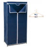 Mobiele opvouwbare kledingkast blauw 75 x 46 x 160 cm incl. 10 witte kledinghangers - Campingkledingkasten