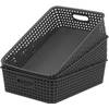 3 X Storage basket - Storage tray - Black storage 35 x 29 x 13 cm Rattan