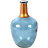 Countryfield Bloemenvaas Firm Big Bottle - blauw transparant/koper - glas - D15 x H25 cm - Vazen