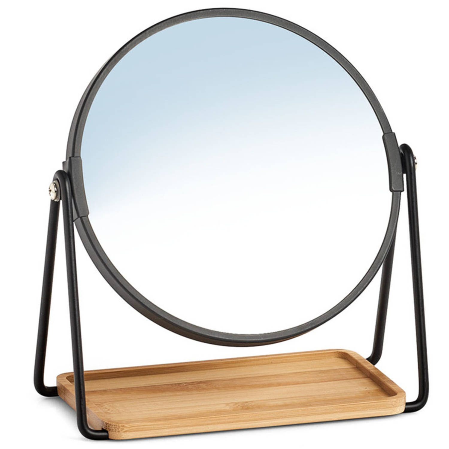 Make-up Spiegel Metaal-bamboe 17,5 X 20,5 Cm Dubbelzijdige Cosmetica Spiegel