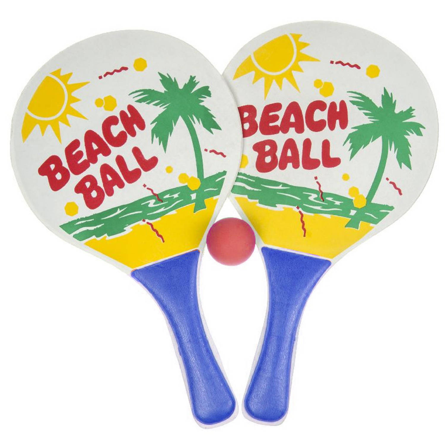 Houten beachball set blauw - Beachballsets