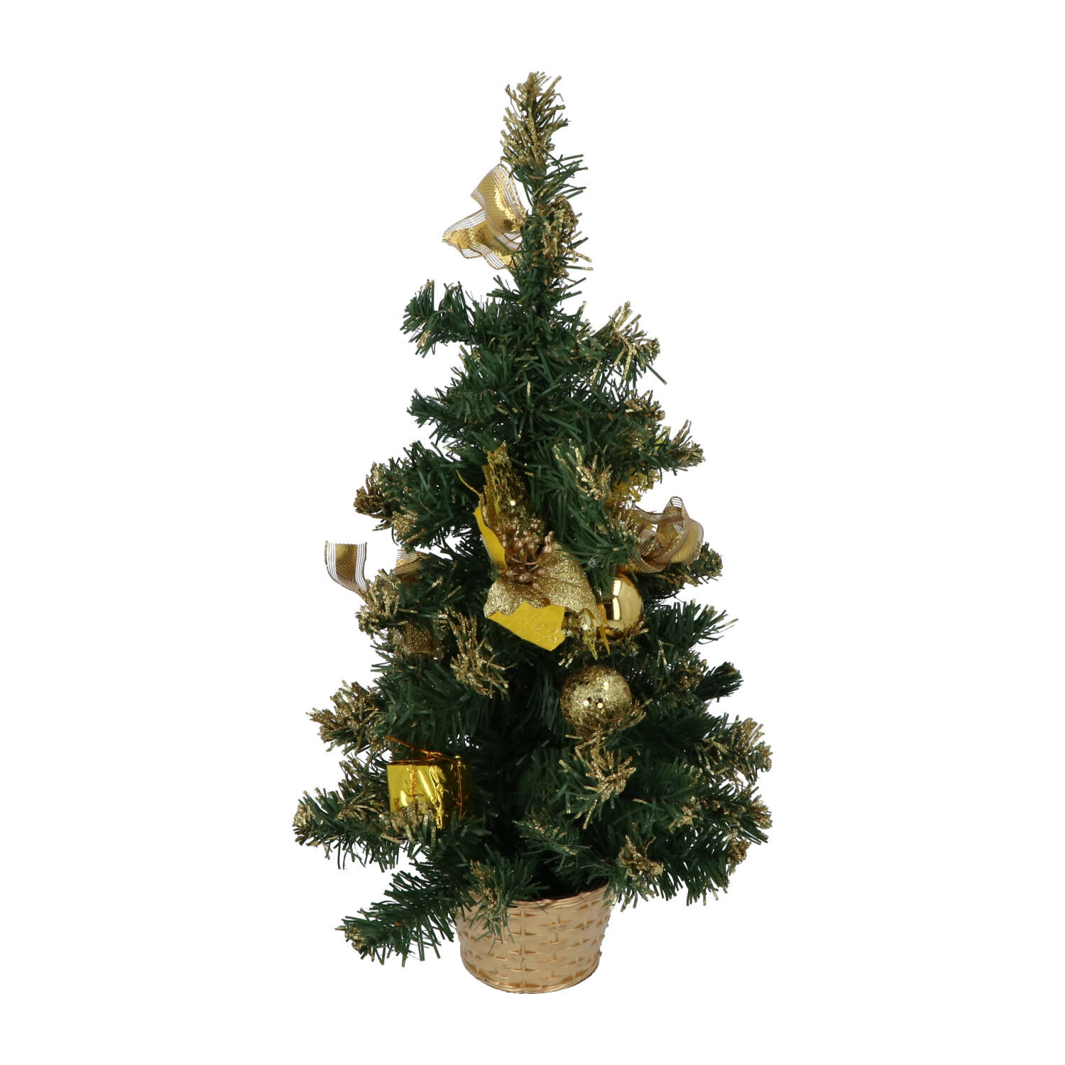 Mini Kerstboom met decoratie en kerstballen 50 cm hoog - Goud |