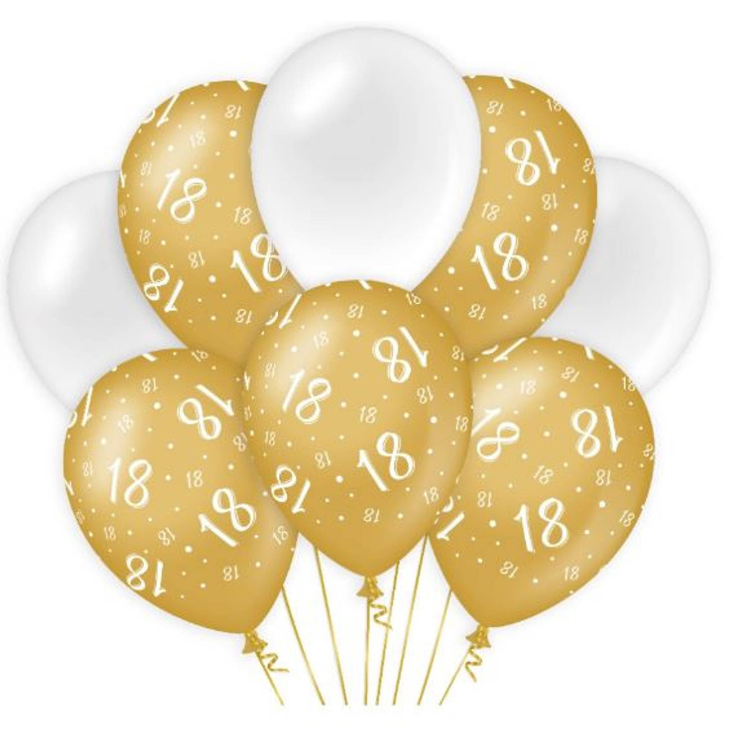 Paper Dreams ballonnen 18 jaar meisjes latex goud/wit