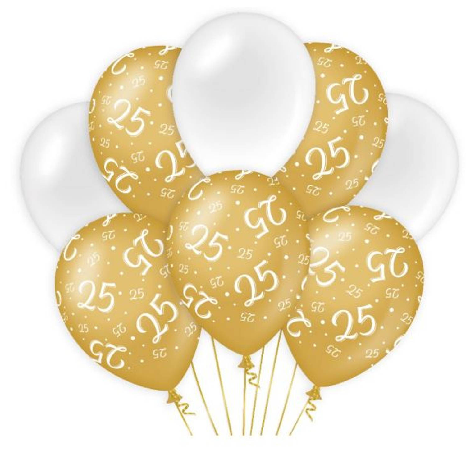 Paper Dreams ballonnen 25 jaar dames latex goud/wit