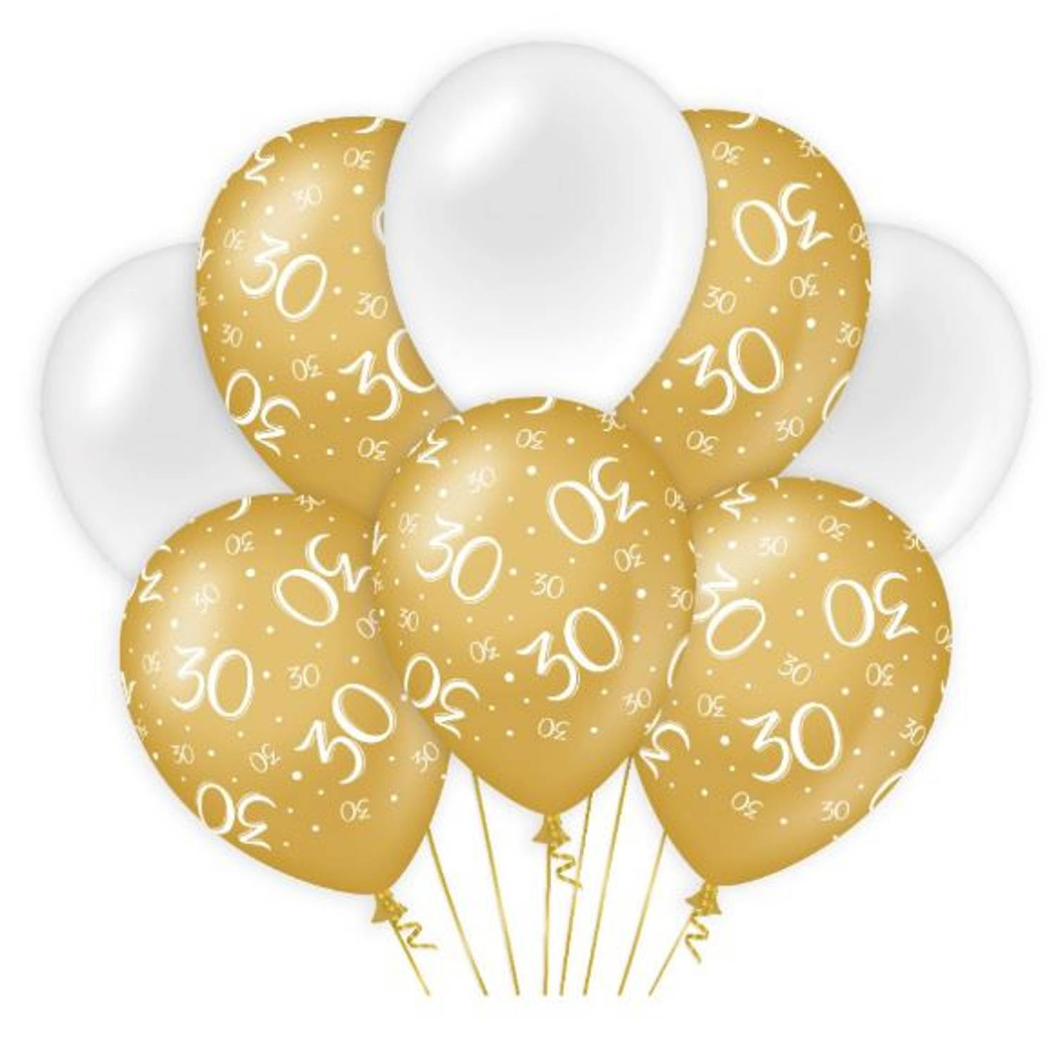 Paper Dreams ballonnen 30 jaar dames latex goud/wit
