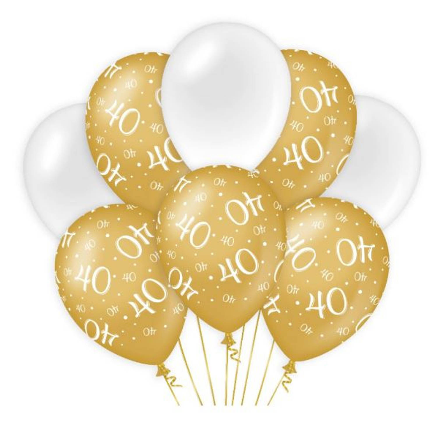 Paper Dreams ballonnen 40 jaar dames latex goud/wit