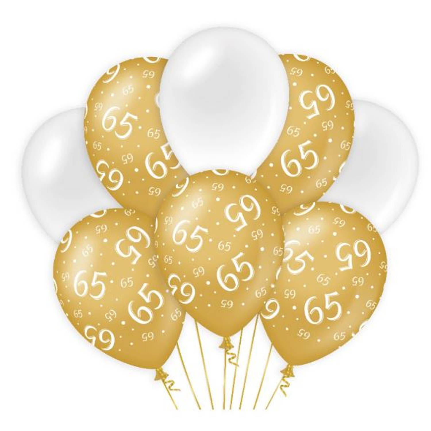 Paper Dreams ballonnen 65 jaar dames latex goud/wit