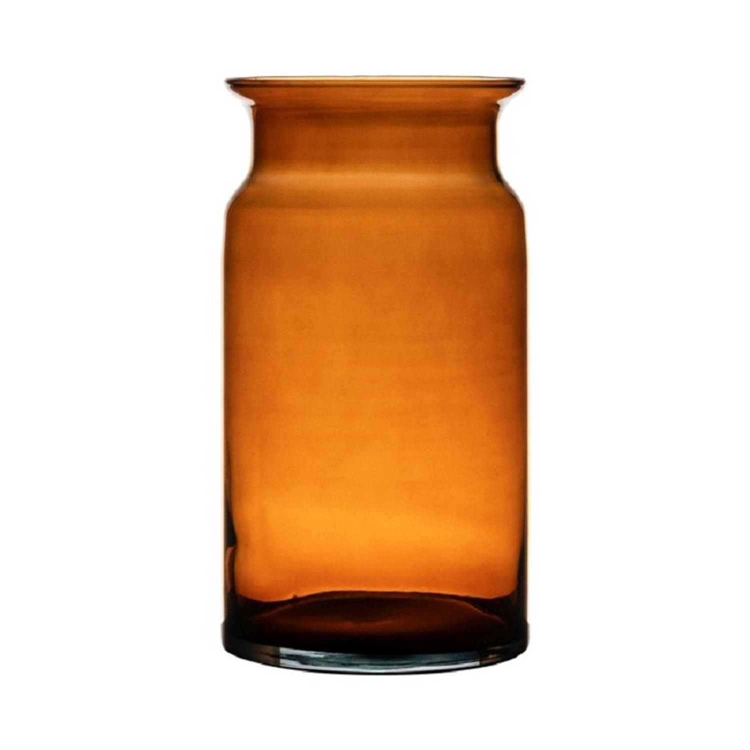 Oranje-transparante melkbus vaas-vazen van glas 29 cm Vazen