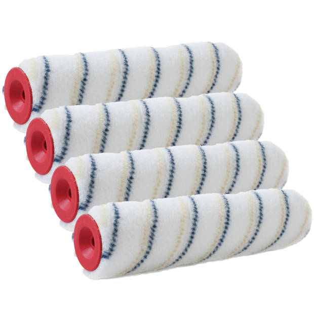 Set van 4x stuks muur vacht anti-spat verfrollers nylon pluisvrij 6,2 x 25 cm - Verfrollers