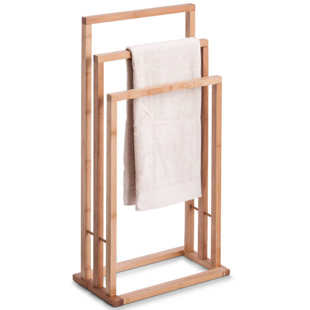 Luxe handdoek badkamer rek van bamboehout 42 x 24 x 81,5 cm - Handdoekrekken