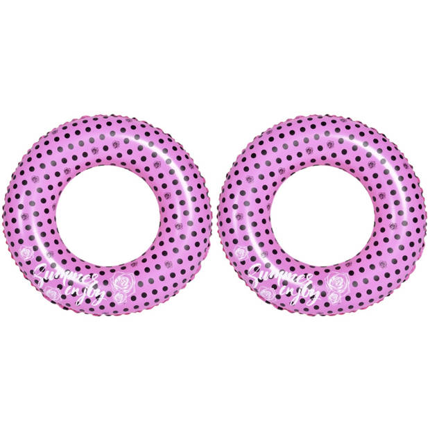 2x stuks opblaasbare zwembad banden/ringen roze 90 cm - Zwembanden