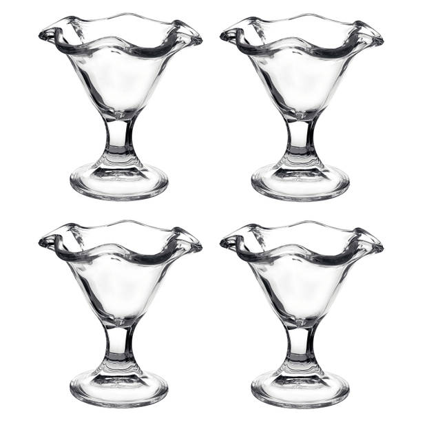 Set van 4x stuks ijs/sorbet coupes op voet van glas 240 ml - IJscoupes