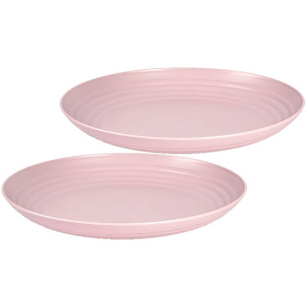 Set van 6x stuks rond kunststof borden oud roze 25 cm - Dinerborden