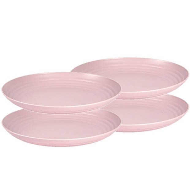Set van 4x stuks rond kunststof borden oud roze 25 cm - Dinerborden