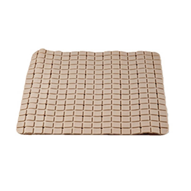 Arte r Badmat - anti-slip - mocca bruin - vierkantjes - 50 cm - Badmatjes