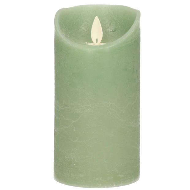 3x LED kaarsen/stompkaarsen jade groen met dansvlam 15 cm - LED kaarsen