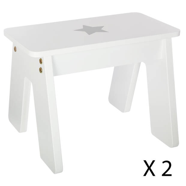 3-delige Kindertafel set Boy met stoelen 57x57x51cm - Wit